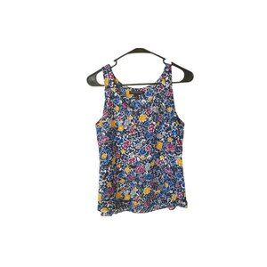 Banana Republic Women’s Blue Multicolor Floral Sleeveless Blouse Lined Top SizeS